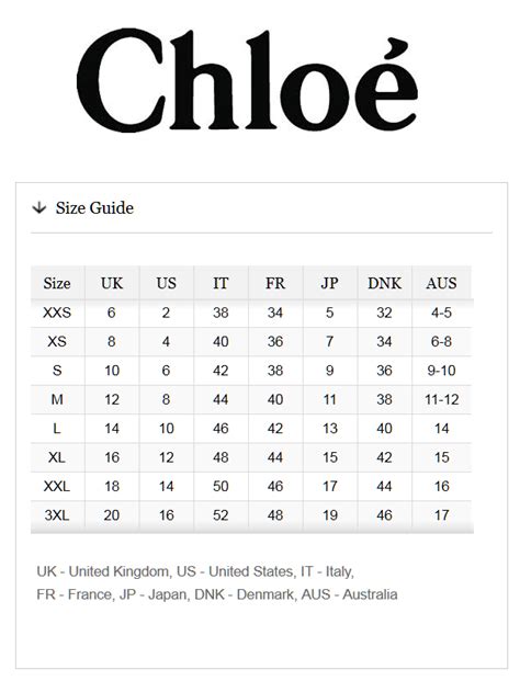 chloe size chart